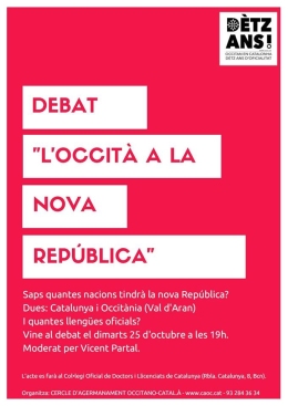 Cartell de l'acte “Occitan, dètz ans d’oficialitat en Catalonha”