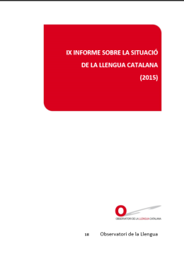 Portada IX Informe sobre la situació de la llengua catalana (2015)